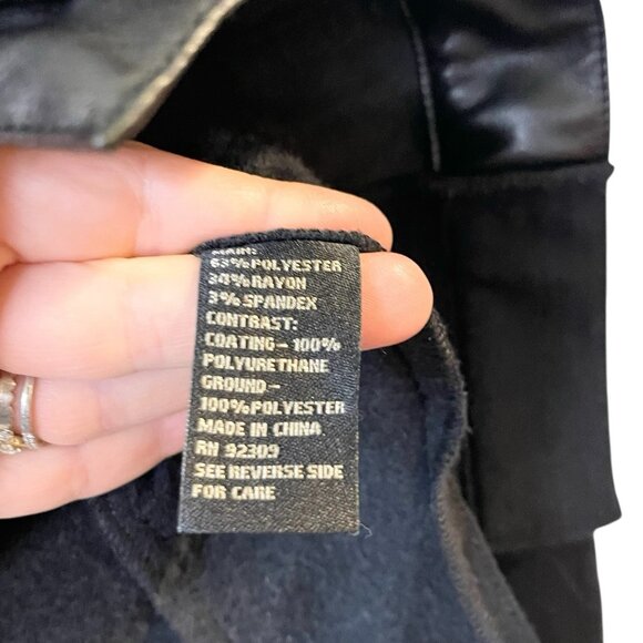 DG2 Diane Gilman Womens Hoodie Jacket Size M Solid Black Faux Leather Sweatshirt - Picture 4 of 4